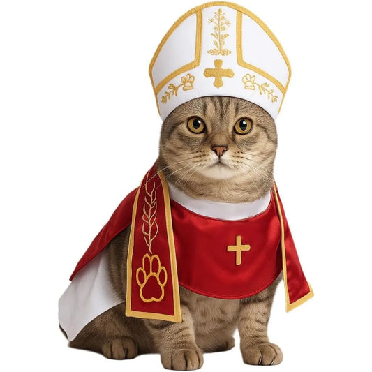 Pope Hat Costume for Cat/Dog Mini Craft Costume Good Feel and Elastic Comfortable and Durable Prisoner Garments are Washable