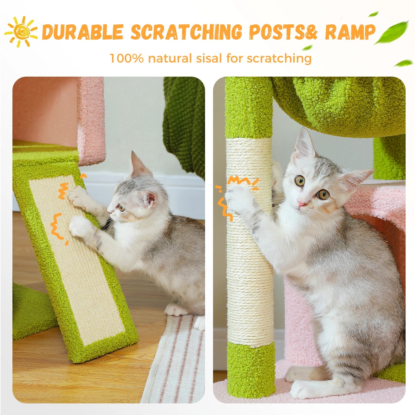 Large Cat Tree for Indoor Cats Multi-Level Cat Tower with Spacious Condos Sisal Scratching Pad Kitten House Accessories Cat Toys