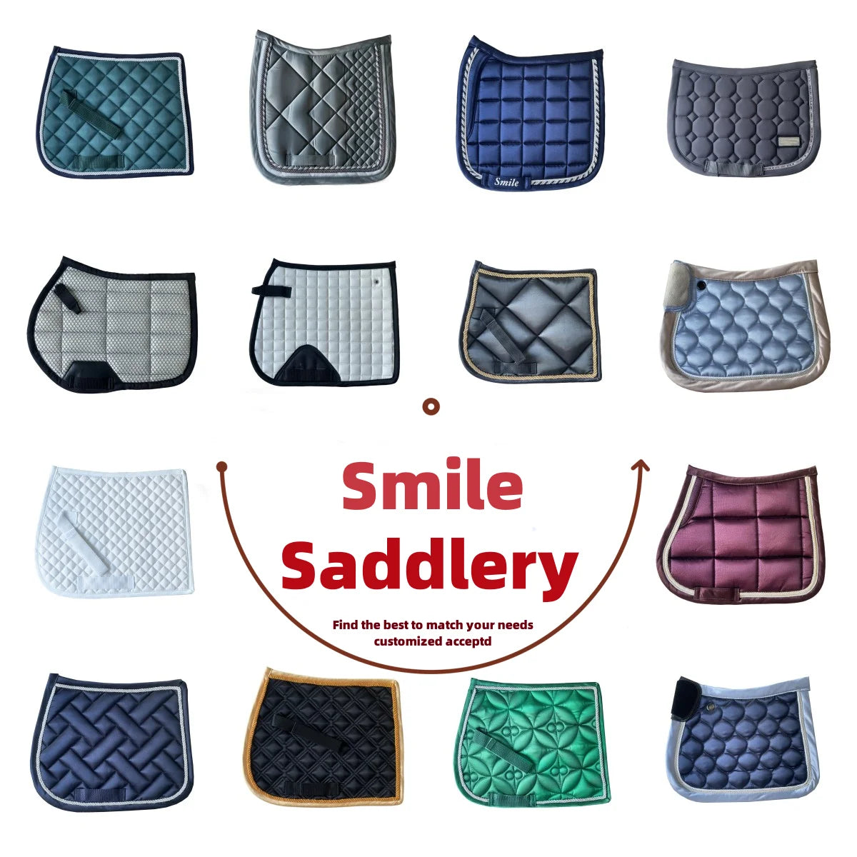 Custom  Amethyst Shining Sparkling  Horse Saddle Pad Breathable Cotton Inside Layer