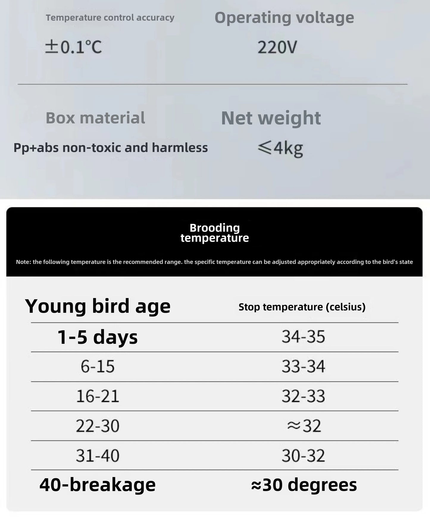 Bird incubator, pet smart air heating incubator, baby bird incubator