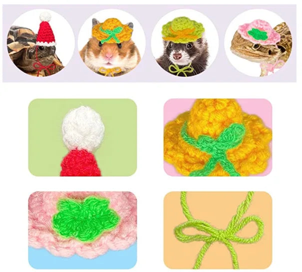 Cute Handmade Knitted Hat Hamster Decoration Chipmunk Guinea Pig Hamster Accessories Hamster Toy Halloween Christmas Pet Decor