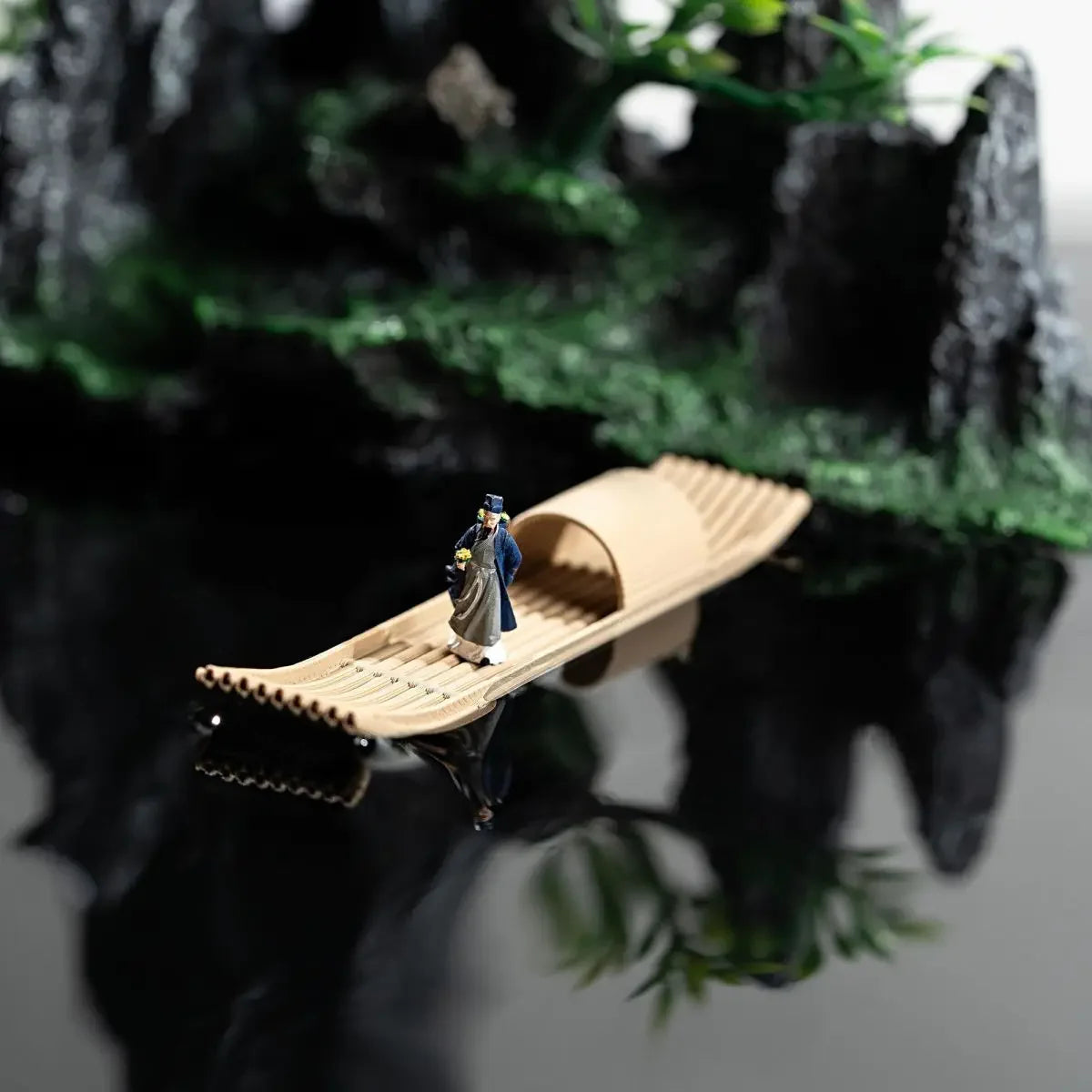 Floating Mini Boats Simulation Bamboo Raft for Fish Tank Bonsai Micro Landscape Decor Creative Decoration Aquarium Accessories