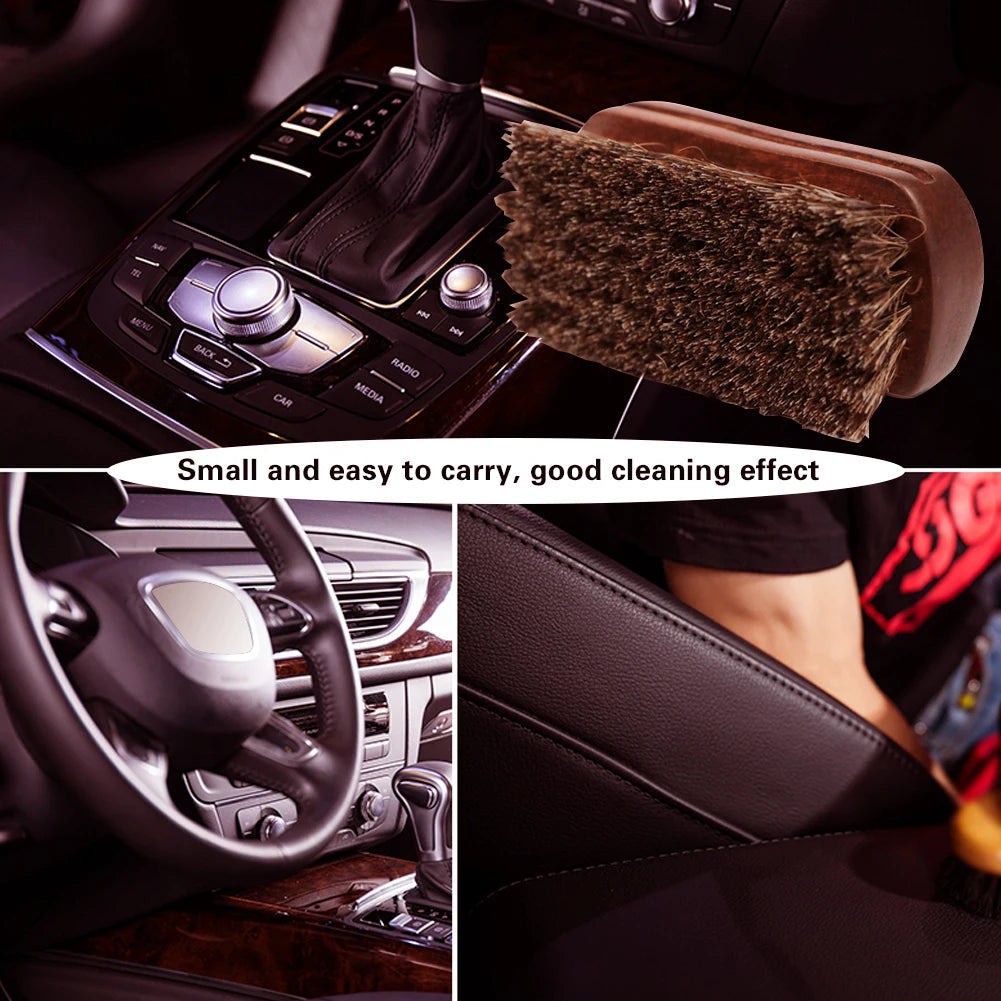 Horse Hair Leather Textile Cleaning Brush for Apparel Accessories Shine Polishing Brush Saddles etc Auto Wash