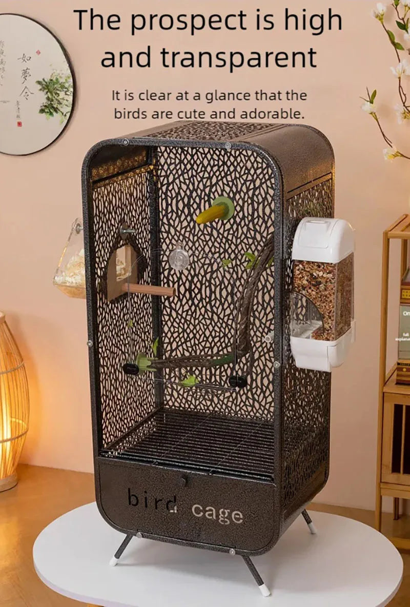 New bird cage parrot bird cage panoramic acrylic cage splash proof viewing flying cloud villa home birdcage display cage