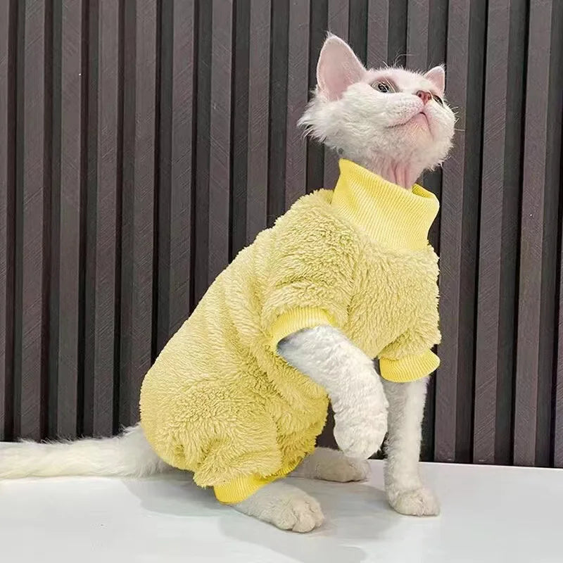 Hairless Cat Clothes Thickened Four-legged Sphynx Cat Autumn and Winter Clothes Devon Rex Clothes Kitten Clothes