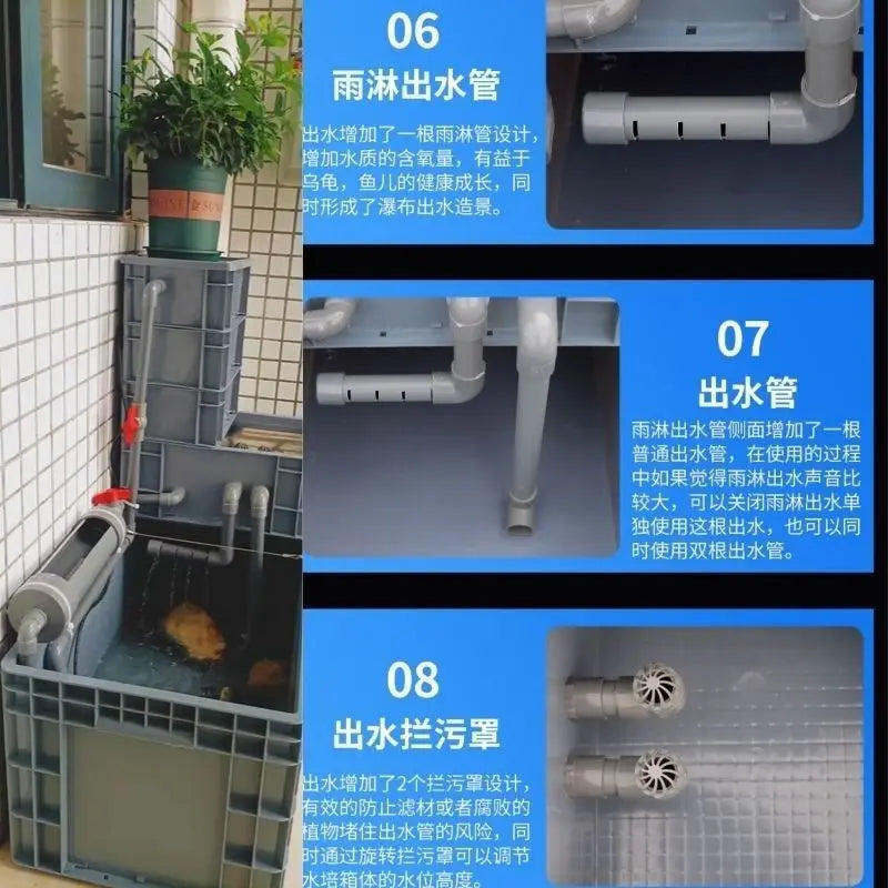 Tank-free fish tank swamp turtle tank raising turnover box filter mixed ecological tank changing water raising turtle box large