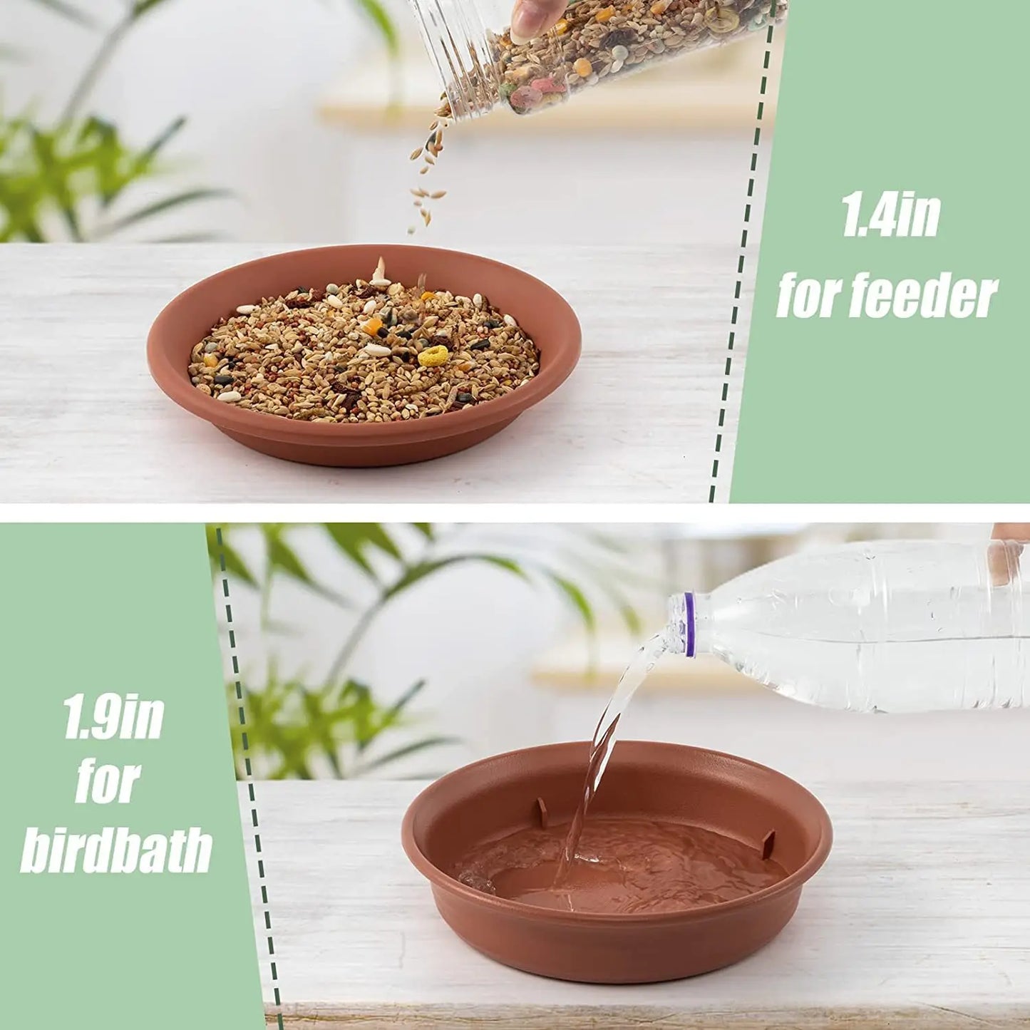 Wall Hanging Bird Feeder Bowl Tree Mounted Bird Bath Spa Include 2 Bird Trays Metal Rings and Screws
