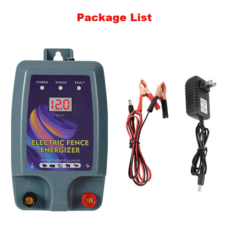 5KM Electric Shepherd for Cattle Animals Farm Electric Shepherd Energizer Livestock LCD Panel Charger High Voltage Pulse Control