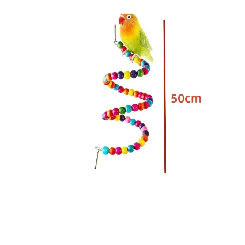 Bird and Parrot Toys Swing Bird Cage Decoration Mirror Staircase Wind Chimes Bird Accessories Toys for Birds
