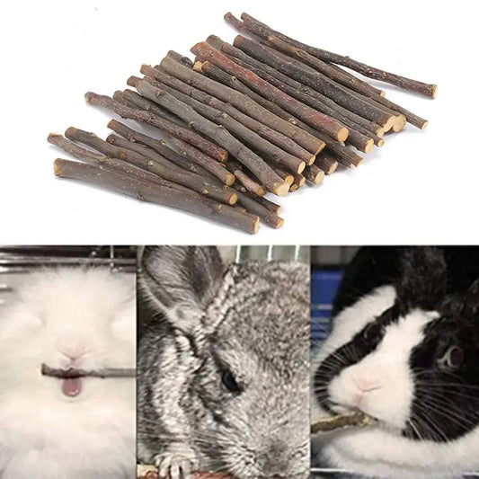 20/40/60Pcs Excellent Practical Rabbit Chew Stick Multipurpose Bite-Resistant Apple Tree Branches Bunny Hamsters Chew Toys