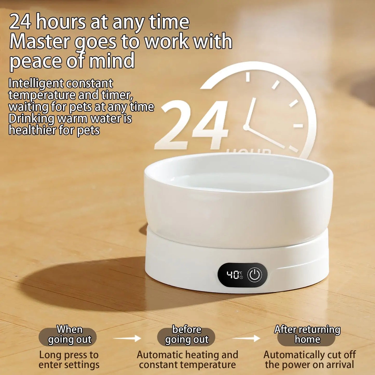 Heated Cat Dish 4 Temperature Settings Winter Pet Drinking Plate Thermal Heated Water Bowl for Chickens Ducks Birds Animals Dogs