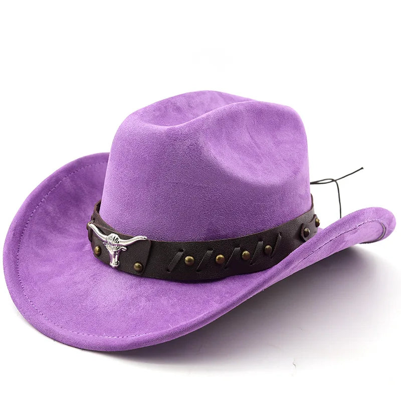 New Western Cowboy Hats Vintage Roll Brim Gentleman Cowgirl Jazz Hat Holidays Party Cosplay Hat