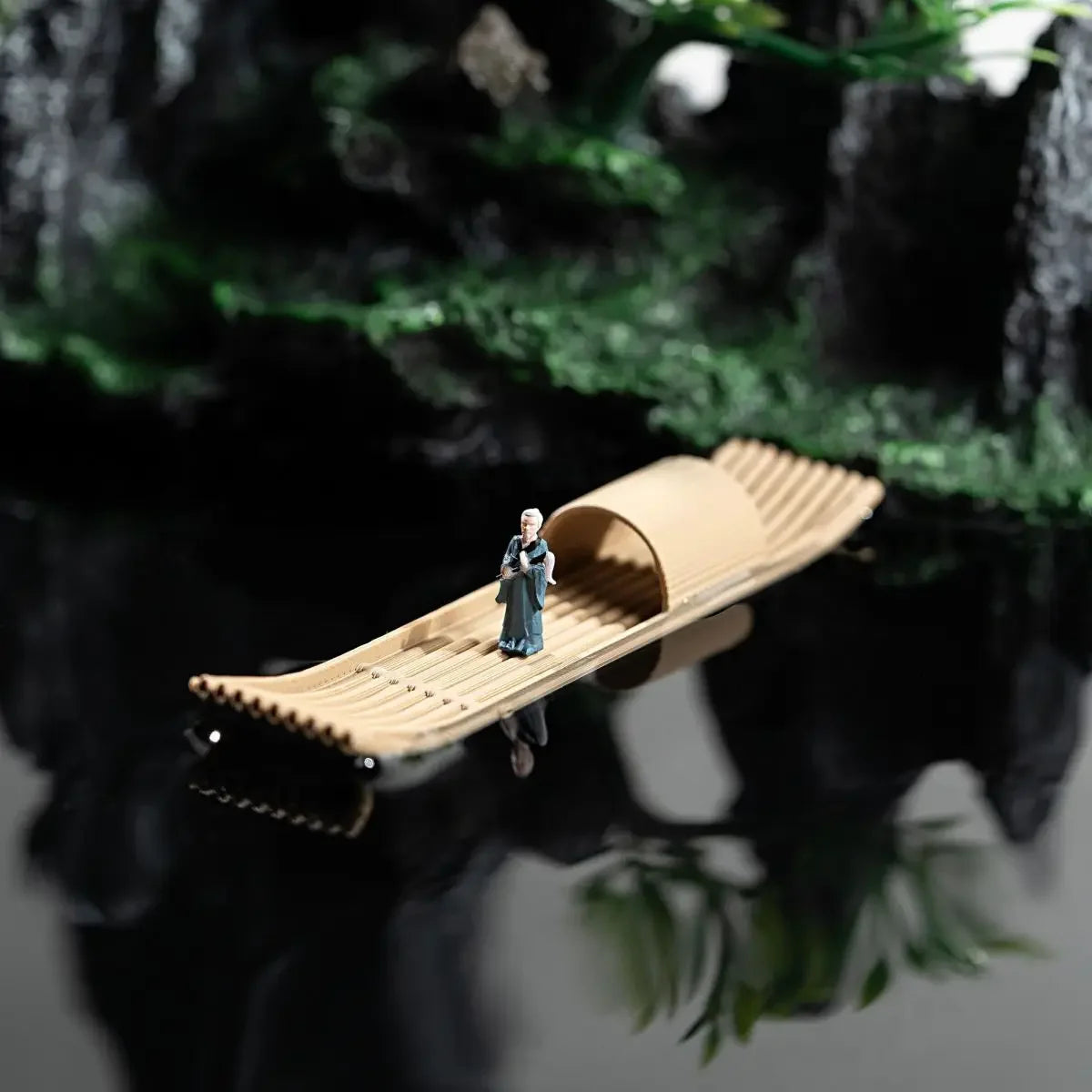 Floating Mini Boats Simulation Bamboo Raft for Fish Tank Bonsai Micro Landscape Decor Creative Decoration Aquarium Accessories