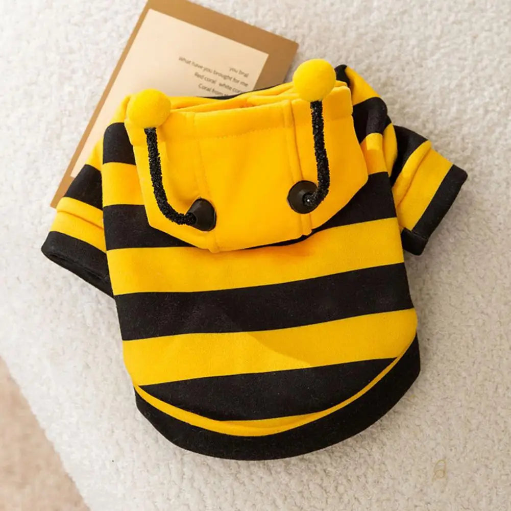Bee Pet Puppy Coat Apparel Outfit Dog Hoodies Dog Halloween Clothes Winter Cat Holiday Cosplay Outfit for Small Medium Dogs Cats
