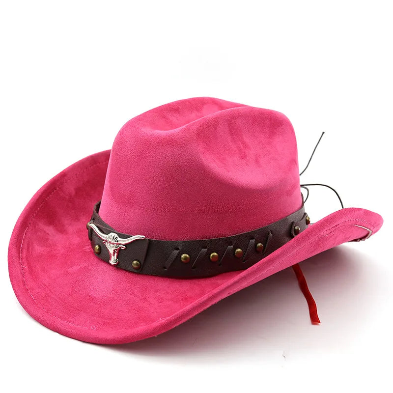 New Western Cowboy Hats Vintage Roll Brim Gentleman Cowgirl Jazz Hat Holidays Party Cosplay Hat