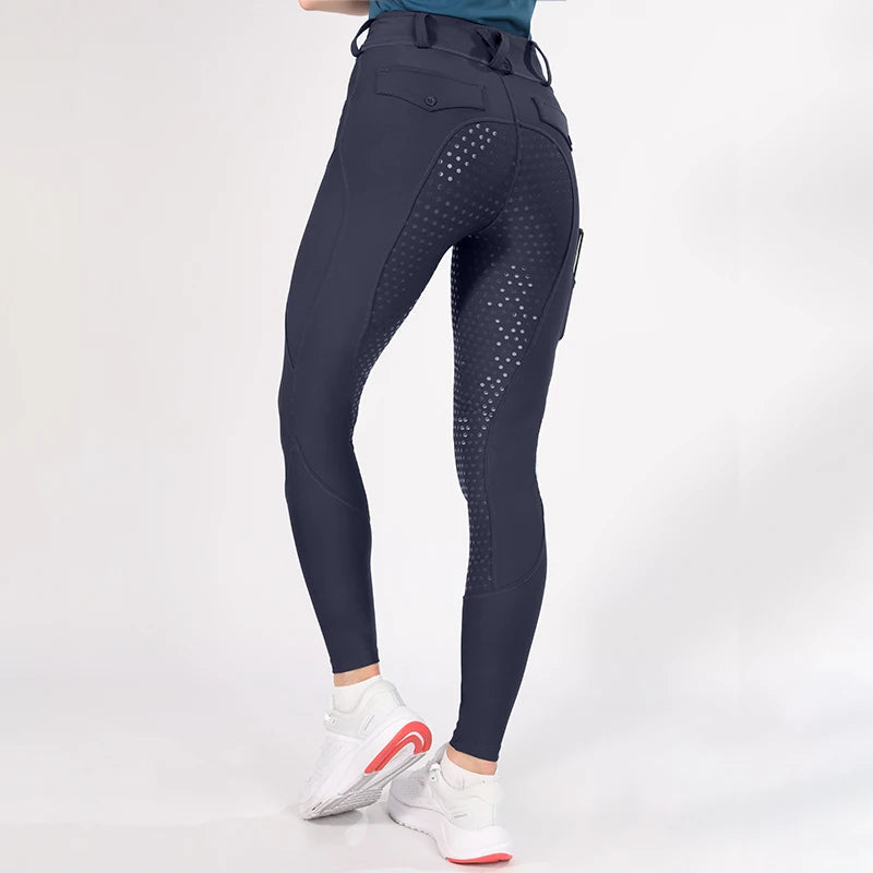 MXLLINA White Horse Riding Pants Women Equestrian Breeches Full Seat Silicone Competition Leggings Anti-pilling Sports Tights