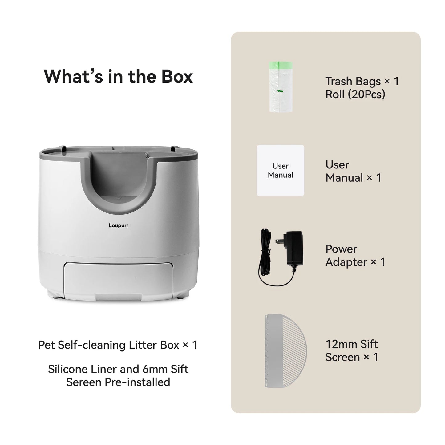 Loupurr L1 Open-Top Automatic Cat Litter Box Self-Cleaning, Easy Maintenance with Multi Safety Sensors, Large Capacity