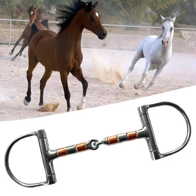 Horse Snaffle Bit D Ring Mouth Bit Roller With Copper Single Joint Horse Bit D-Ring Snaffle Bits For Equestrian Supplies