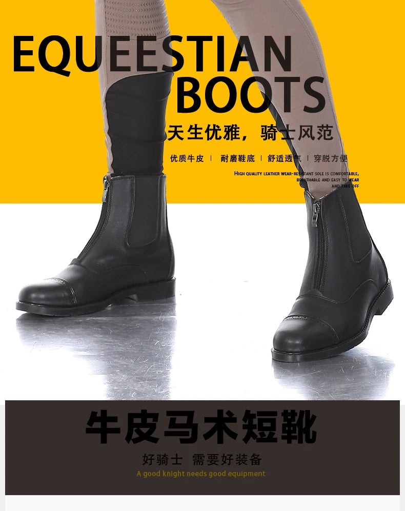 Aoud Horse Riding Boots Equestrian Boots Full Leather High Quality Zipper Shoes Men Women