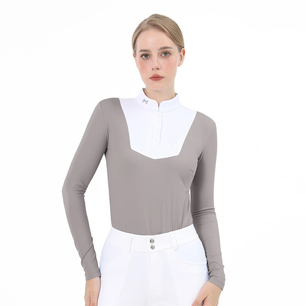 M LOGO Horse Riding Base Layer T-Shirts Women Equestrian Long Sleeve Top Ladies Breathable Competition Show Zipper Sports Blouse