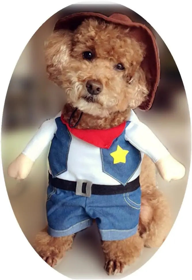 Funny Pet Dog Cat Halloween Costume Dog Cowboy Clothes Pet Dog Costumes for Small Dogs Cosplay Cat Accessories