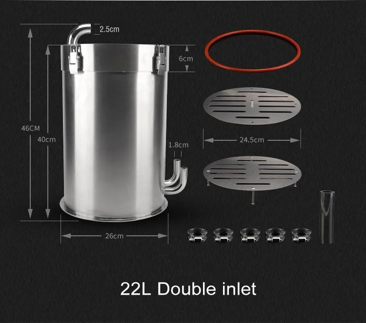 ADA Style External Aquarium Canister Stainless Steel Pro Canister Filter Fish Tank Filter Bucket Barrel Filter for Aquariums
