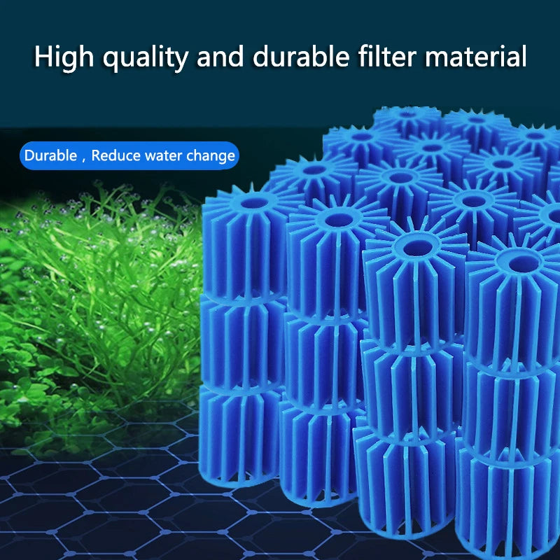 Aquarium Filter Fish Tank Fluidized Moving Bed Filter Bubble Bio Filter Media With Air Stone And Sponge Filters Transparent