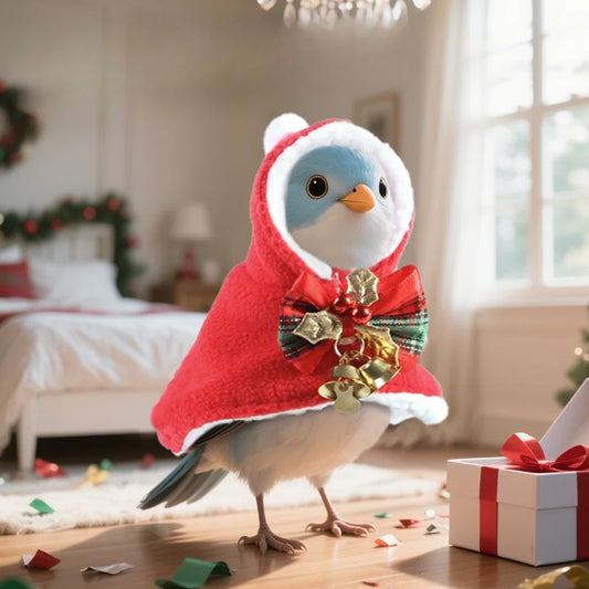 Parrot Cloak Thick and Warm in Winter Cockatiel Parakeet Christmas Coat Windproof Cloak for Going Out Bird Accessories 1pcs