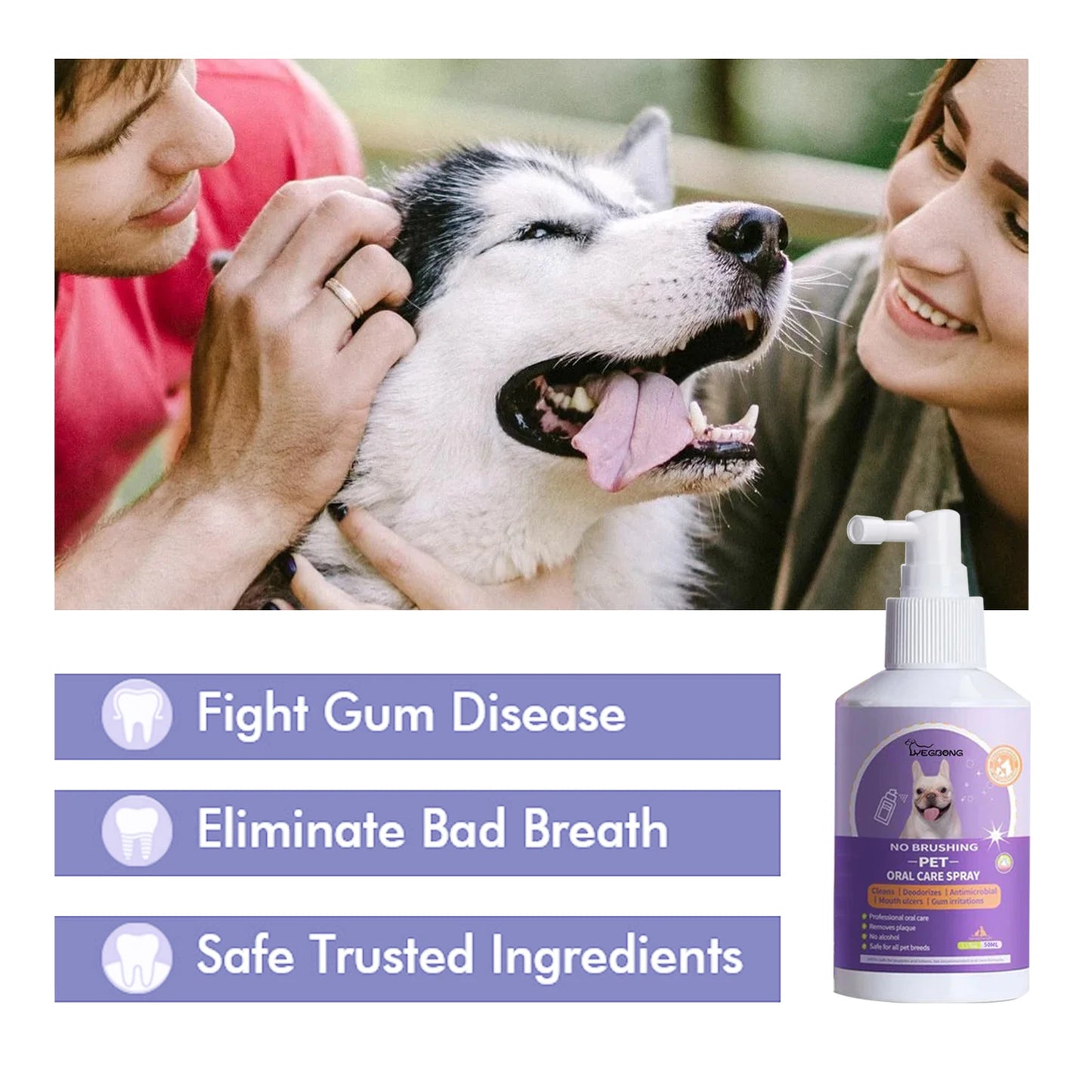 Pet Teeth Cleaning Spray for Cats & Dogs Stain Remover & Deodorizer Spray Fresh Breath Pet Oral Care Tools