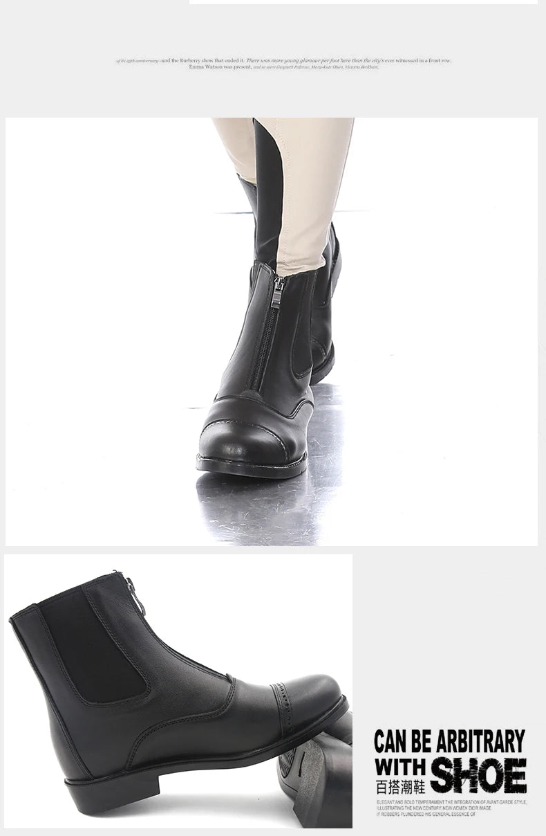 Aoud Horse Riding Boots Equestrian Boots Full Leather High Quality Zipper Shoes Men Women