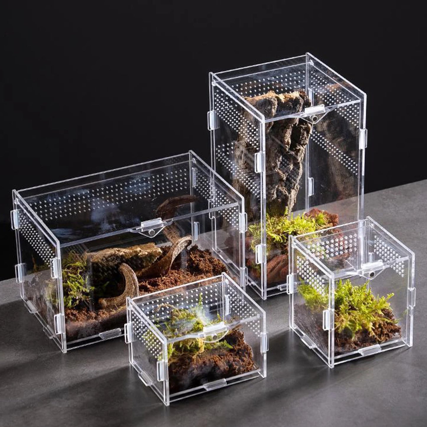 Acrylic Transparent Reptile Terrarium Breeding Box Turtle Cage Nano Arboreal Tarantula Bearded Dragon Reptiles Habitat