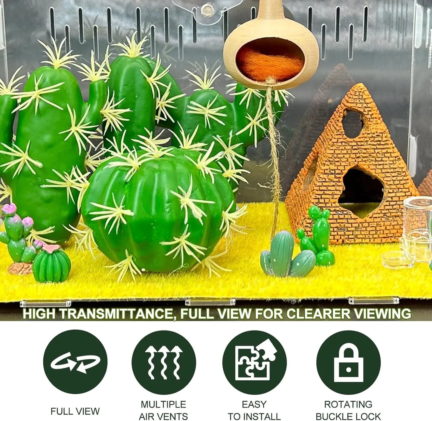 Jumping Spider Enclosure DIY Jumping Spider Insects Habitat with Temperature and Humidity Detector Water Feeder Platform Hide