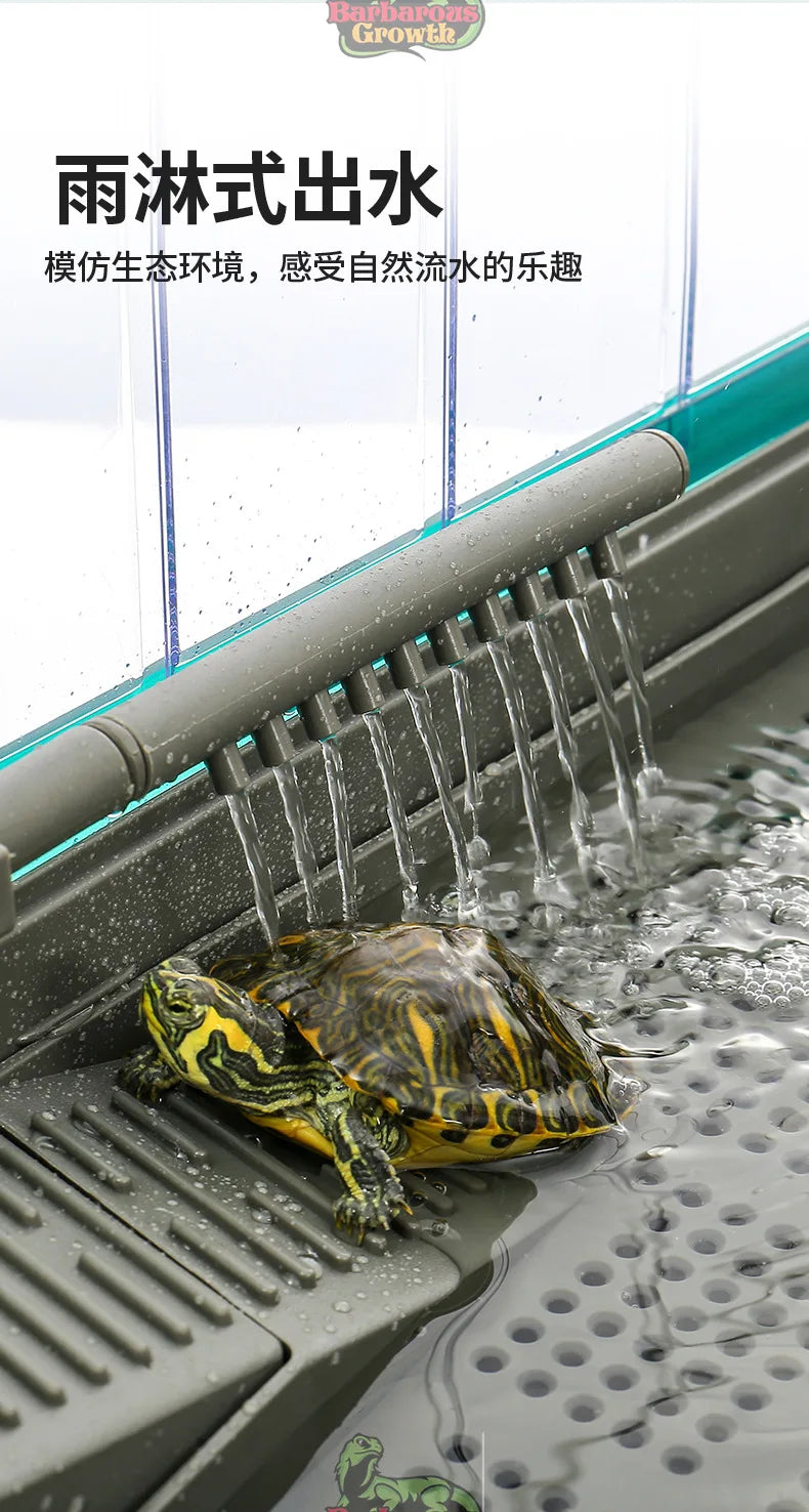 Integrated Turtle Tank Feeding Box Amphibious Tank Cage Plastic Transparent Turtle Tank House Amphibian and Reptile Habitat