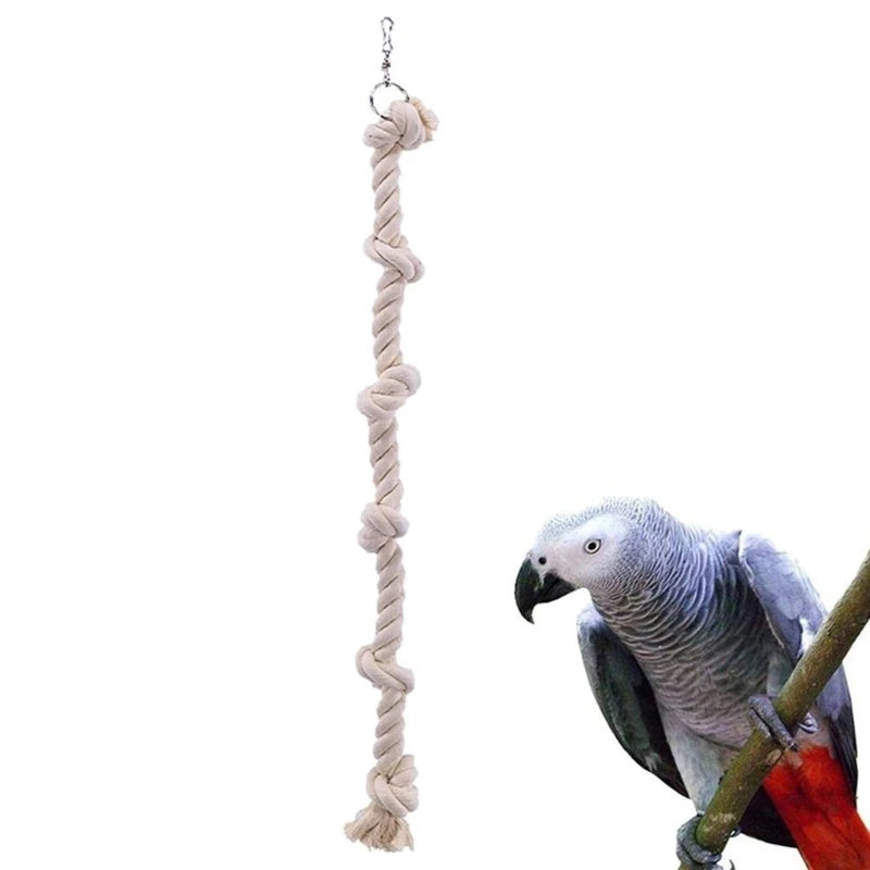Hanging Cotton Rope Swing Cage with Knots, Parrot Climbing Toy, Boredom Breaker for Budgies