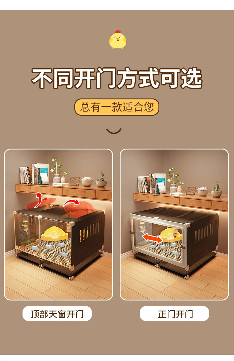 Large Quail Cage with 2-Tier Wire Floor & Droppings Tray, Ventilated Chicken Coop Foldable Breeding Box Educational Kids Project