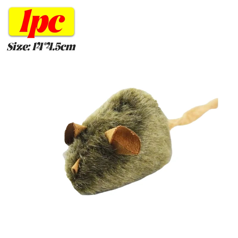 Interactive Plush Mouse Cat Chew Toy Simulated Squeaking Mice Bite-resistant Kitten Toy Kitten Biting Running Rat Toy Pet Supply