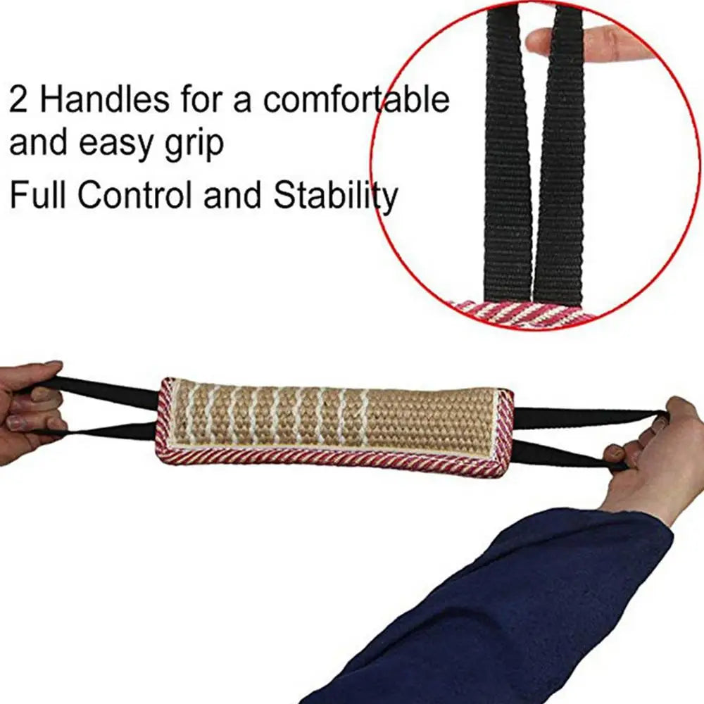 Dog Tug Toy Pet Bite Jute Tug Pillow With 2 Rope Handles Medium Large Dogs Training Toys for Malinois Pet Interactive toy
