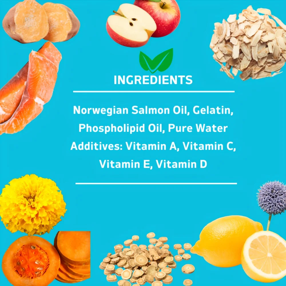 120 Capsules(2 Pack x 60 Capsules)  Amazing  Omega 3 Fish Oil for Dogs and Cats - Omega 3 for Dogs and Cats Shedding