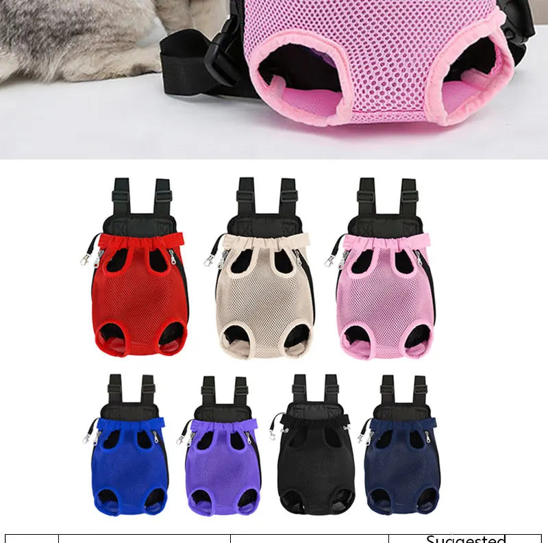 Adjustable Dog Front Carrier Legs Out Breathable Portable Travel Pet Dog Carrier Backpack Mesh Carrier for Dog Cats Outdoor