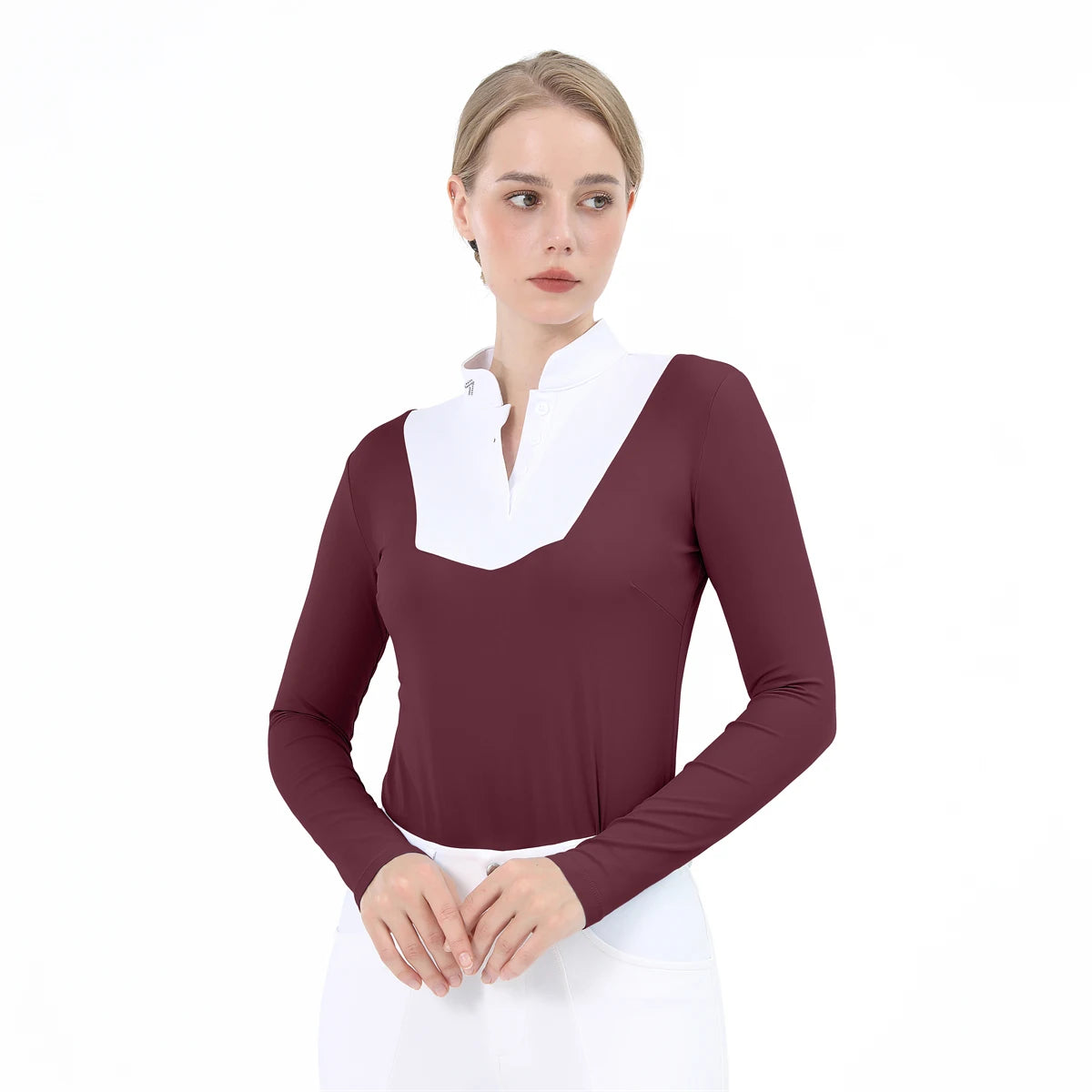 M LOGO Horse Riding Base Layer T-Shirts Women Equestrian Long Sleeve Top Ladies Breathable Competition Show Zipper Sports Blouse