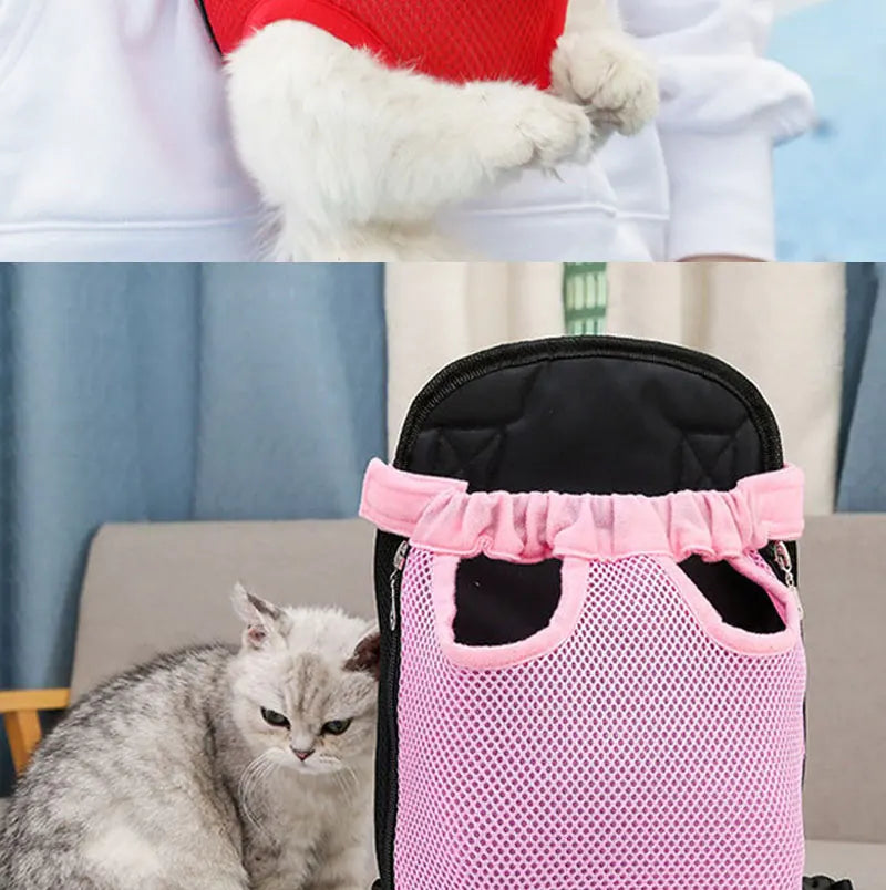 Adjustable Dog Front Carrier Legs Out Breathable Portable Travel Pet Dog Carrier Backpack Mesh Carrier for Dog Cats Outdoor