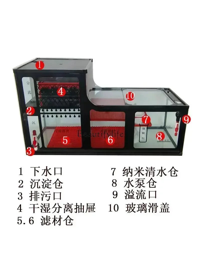 Fish tank bottom filter filter box sedimentation bin bottom tank filter large and medium sized