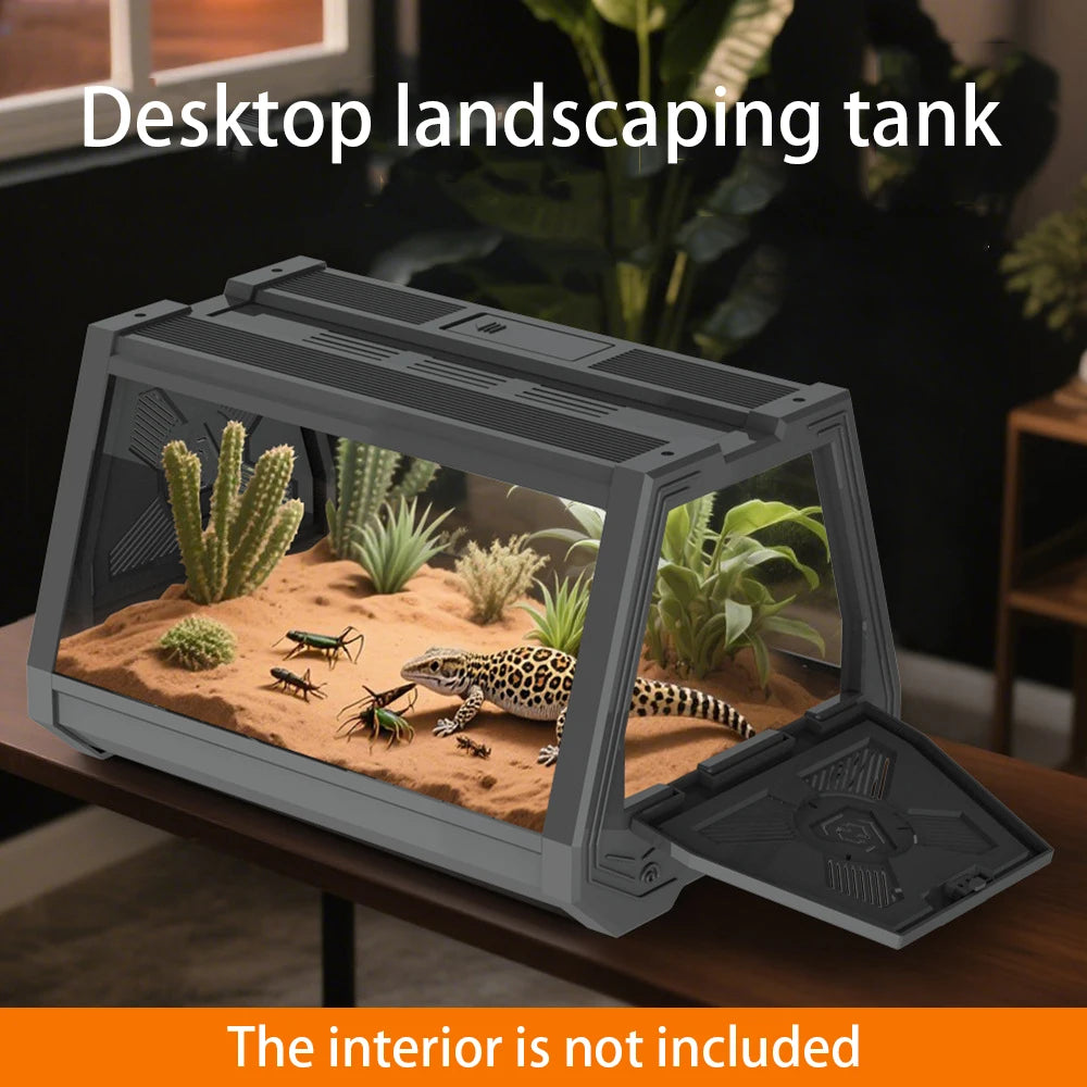 Reptile Terrarium Desktop Ecological Tank Escape-Proof Ventilated Habitat Breeding Box Mini Reptile Habitat for Gecko Snake Frog