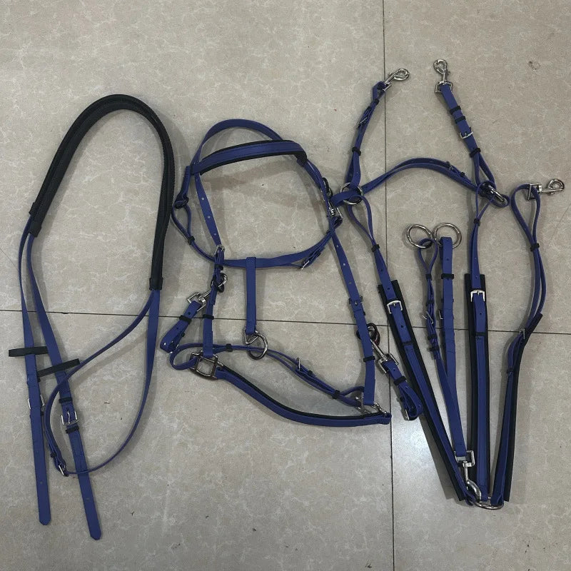 Endurance Marathon Stainless Steel Horse Bridle PVC Padded Nose Band Brow Band Reins A variety of Colors Riding Equestrian