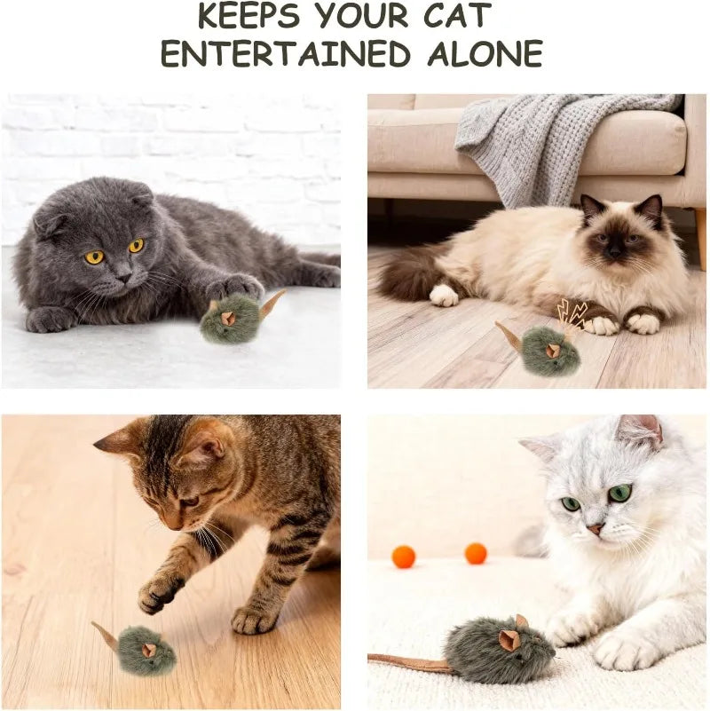 Interactive Plush Mouse Cat Chew Toy Simulated Squeaking Mice Bite-resistant Kitten Toy Kitten Biting Running Rat Toy Pet Supply