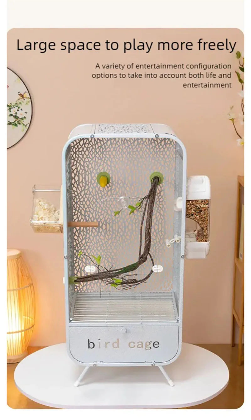 New bird cage parrot bird cage panoramic acrylic cage splash proof viewing flying cloud villa home birdcage display cage