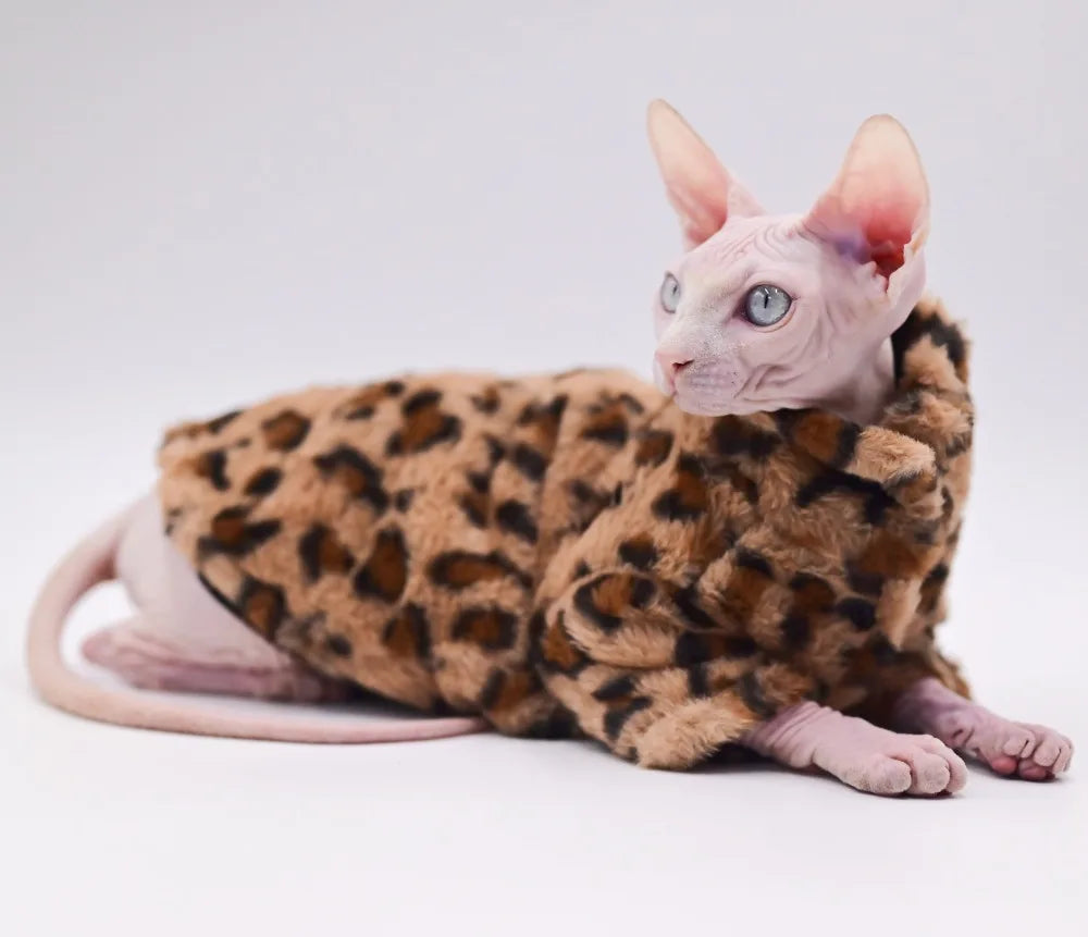 Hairless Cat Clothes Winter Two-layers Warm Thick Cat Apparel for Sphynx Cats, Devon Rex Cats, Small Cats and Dogs