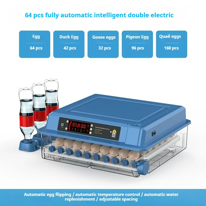 Intelligent Egg Incubator 6/9/12/15/24/36/48/56/64/98/120/128/152/176/192 Eggs for Ostrich Chicken Duck and other Birds