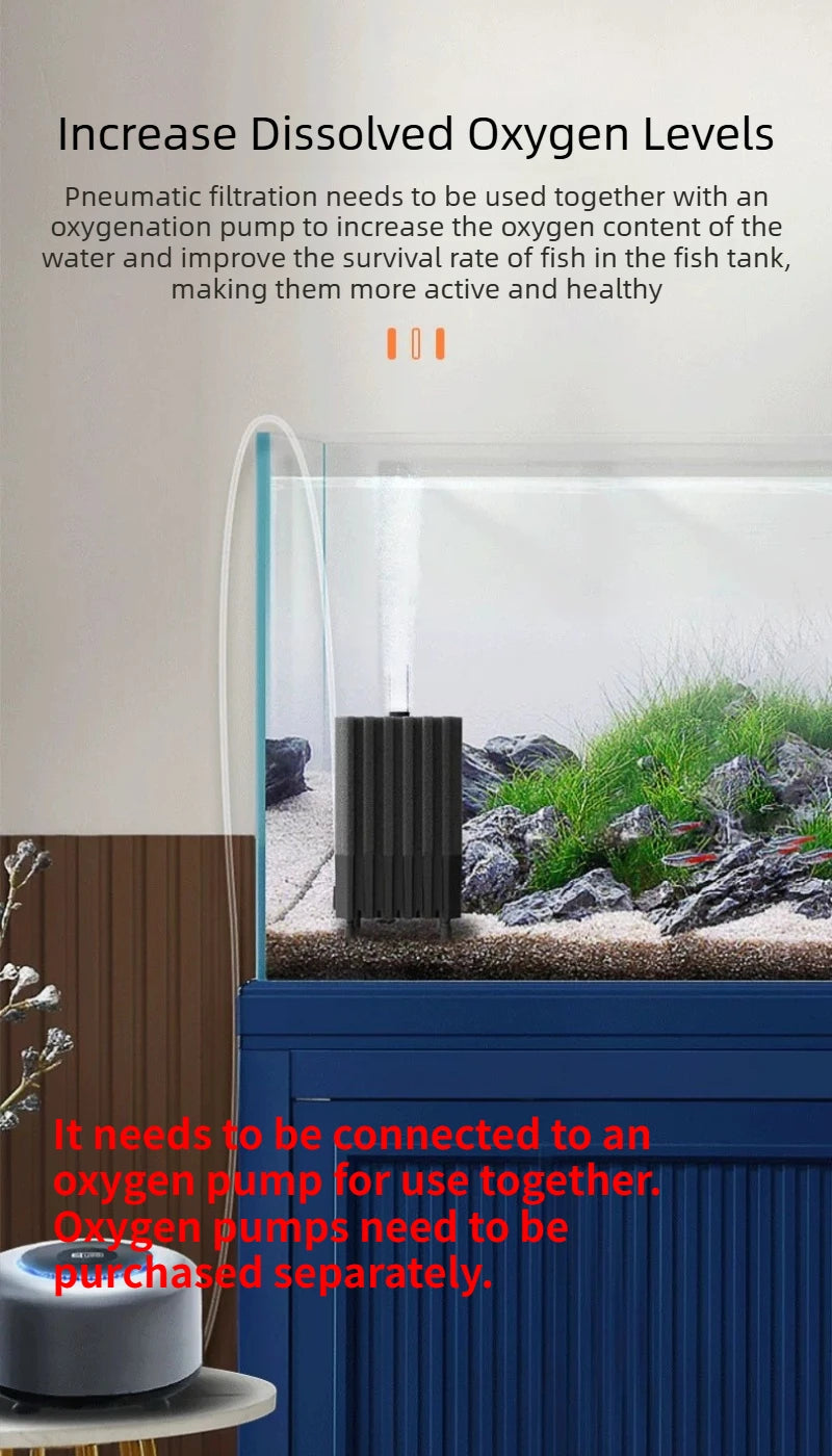 Big Aquarium Sponge Filter For Fish Tank Air Pump Skimmer Biochemical Sponge Filter With Media Ball Aquarium Bio Filter