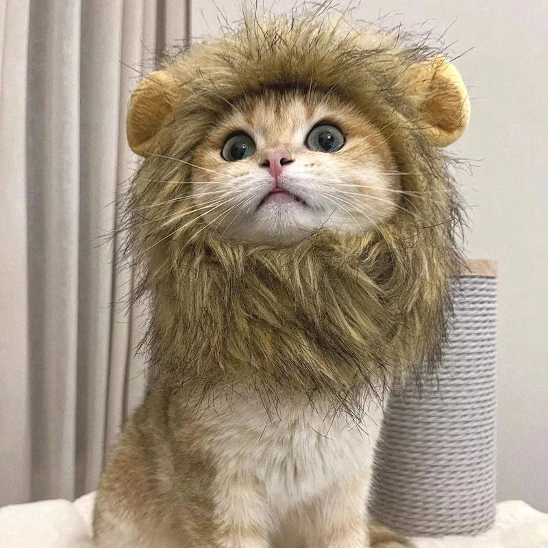 Cat Cosplay Dress Up Pet Hat Lion Mane for Cat Puppy Lion Wig Costume Party Decoration Halloween Christmas Cat Pet Supplies